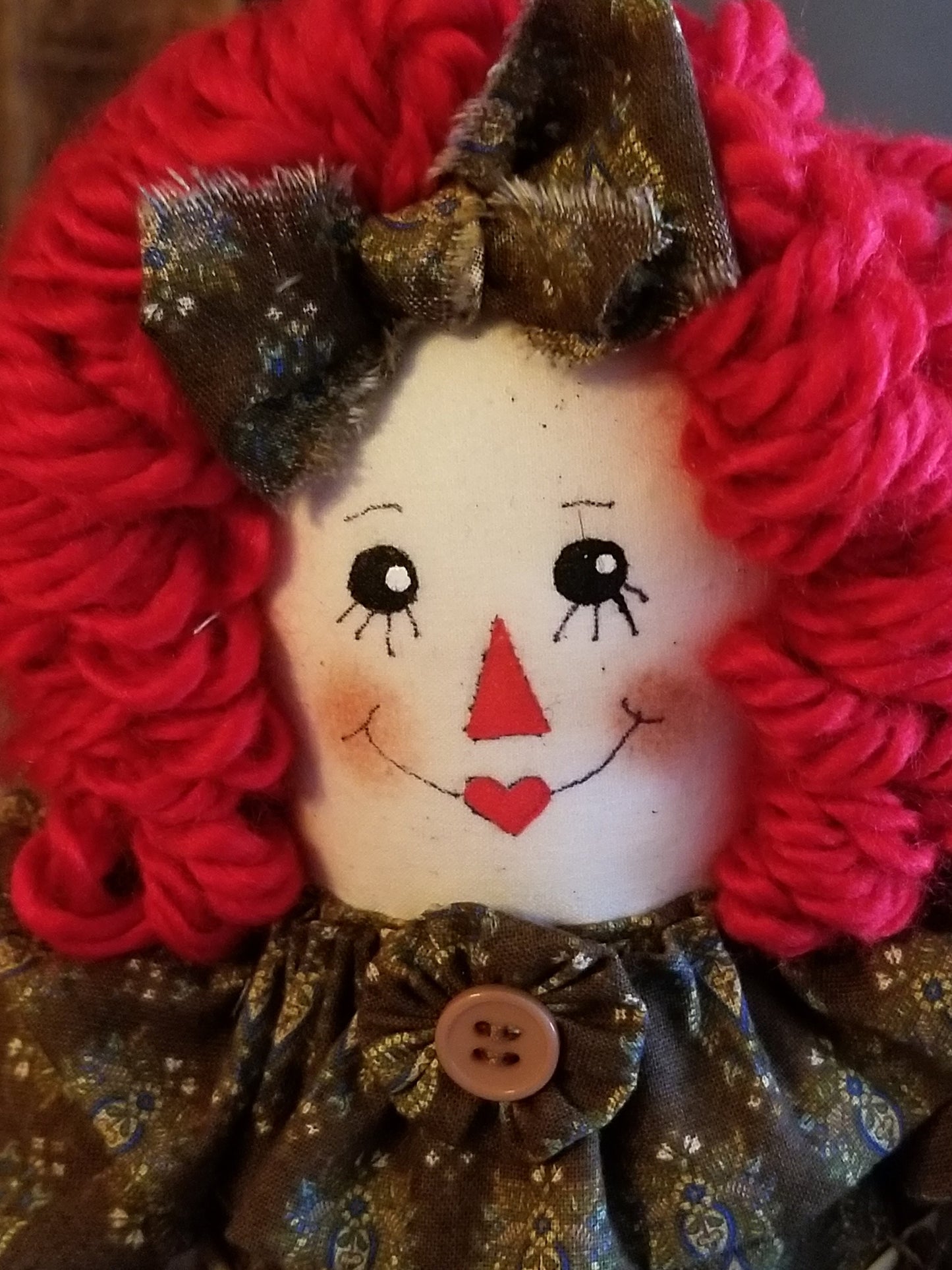 Handmade Annie doll with wooden spools. Limited Edition Series by Sunnie Andress