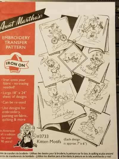 Kitten Motifs Aunt Martha's #3733 Vintage Embroidery Hot Iron Transfer Pattern