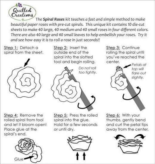 Spiral Roses Paper Quilling Kit for all ages 120 Roses and 80 leaves in 3 color choices by Quilled Creations