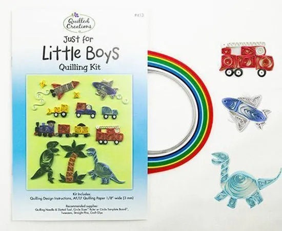 Just for Little Boys Paper Quilling Kit includes Car, Truck, Digger, Rocket, Train, Dinosaurs, Plane, & Fire Truck by Quilled Creations