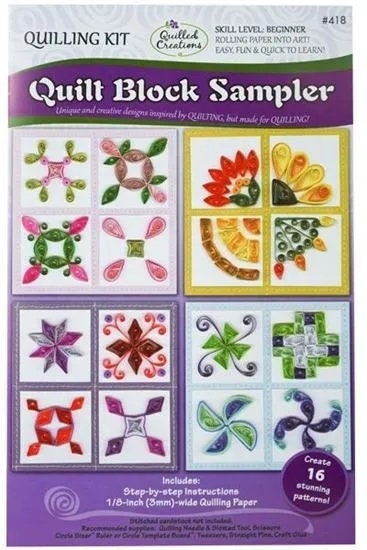 Quilt Block Sampler Paper Quilling Kit for all ages by Quilled Creations