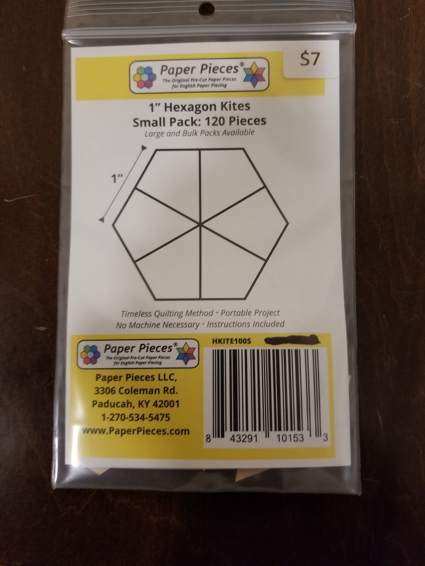 English Paper Piecing 60 degree Kites to make 1 inch Hexagon Papers pack of 120 from Paper Pieces - Leaves for Grandmother's Flower Garden