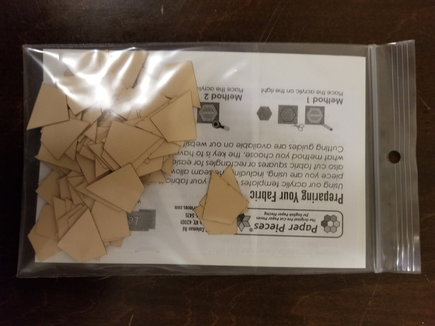 English Paper Piecing 60 degree Kites to make 1 inch Hexagon Papers pack of 120 from Paper Pieces - Leaves for Grandmother's Flower Garden