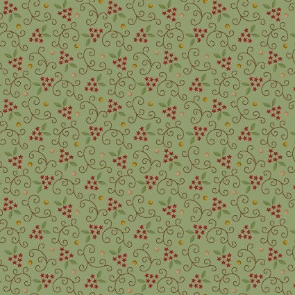 Scraps of Kindness Starry Vines in Aqua by Henry Glass continuous cuts of Quilter's Cotton Fabric