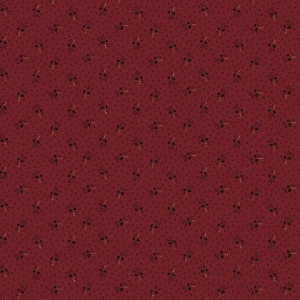 Scraps of Kindness Heirloom Floral in Cranberry by Henry Glass continuous cuts of Quilter's Cotton Fabric