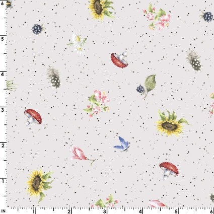 Bramble Patch Mini in Gray by Maywood Studio designed by Hannah Dale, continuous cuts of Quilter's Cotton Fabric