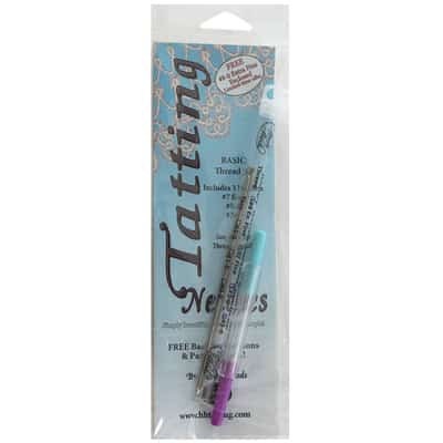 Tatting Needle Set Size 3, 5, 7, & 8 in a tube with 2 needle threaders and free patterns