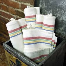 Retro Striped Dish Towels 18 x 28 inches set of 3 Aunt Martha's 100% Cotton 130 thread count