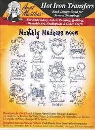 Monthly Madness Aunt Martha's #3995 Vintage Embroidery Hot Iron Transfer Pattern