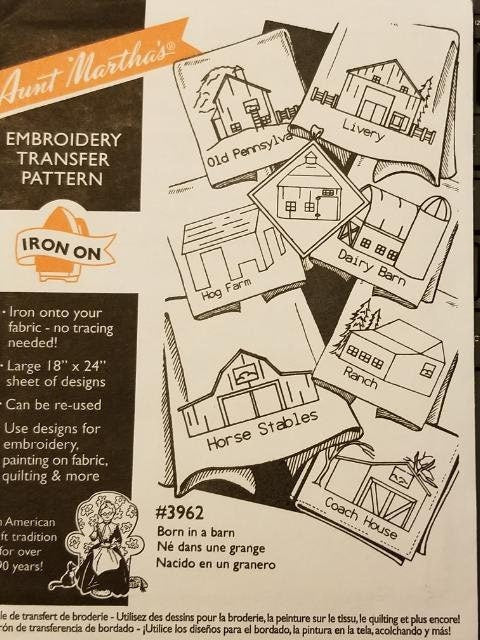Born in a Barn Aunt Martha's #3962 Vintage Embroidery Hot Iron Transfer Cross Stitch Pattern
