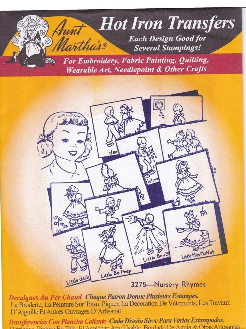 Nursery Rhymes Aunt Martha's #3275 Vintage Embroidery Hot Iron Transfer Pattern