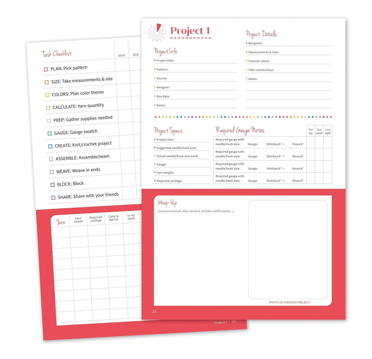 Knit & Crochet Project Planner by Sophie Scardaci and Kerry Graham 96 page organizer for 12 knit or crochet projects