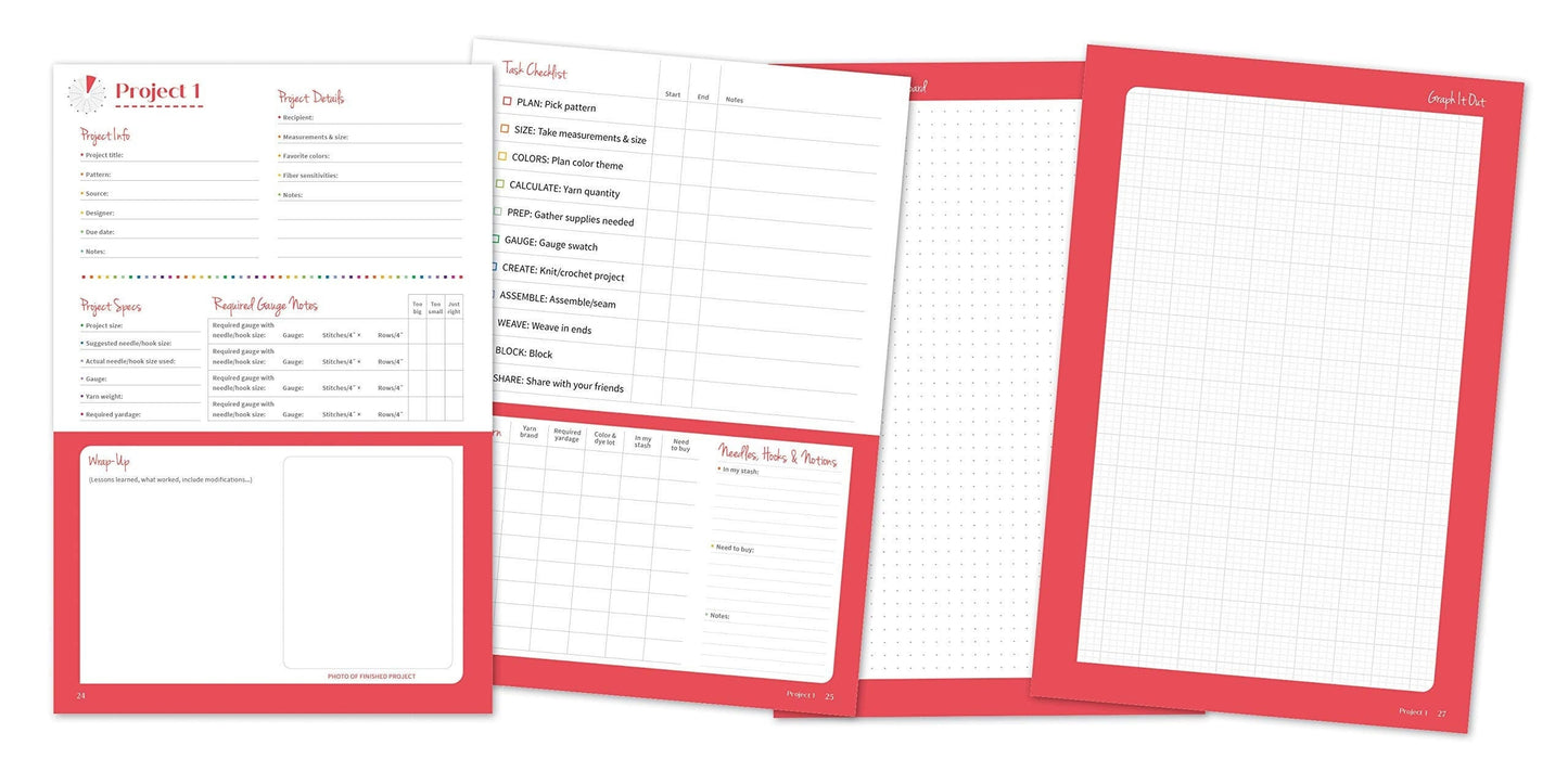 Knit & Crochet Project Planner by Sophie Scardaci and Kerry Graham 96 page organizer for 12 knit or crochet projects