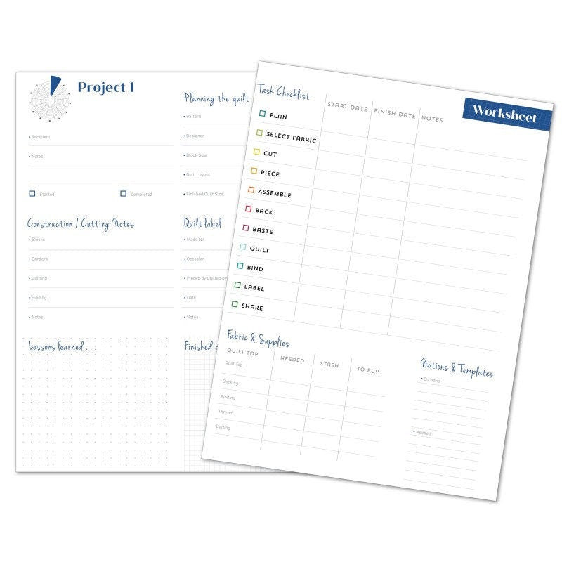 Quilter's Project Planner by Designers: Betsy La Honta and Kerry Graham 96 page organizer for 12 quilting projects
