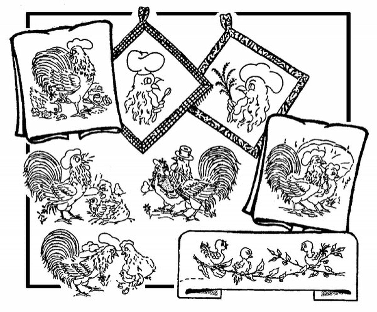 Chicken Romance Aunt Martha's #3974 Vintage Embroidery Hot Iron Transfer Pattern