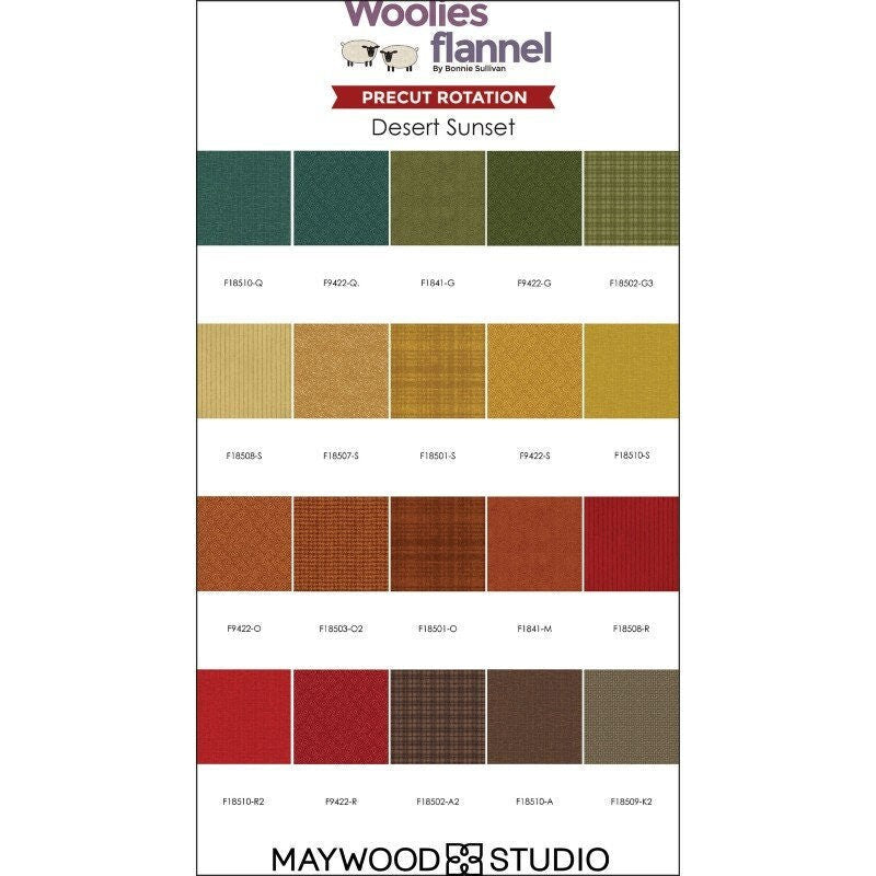 Woolies Flannel Desert Sunset Charm Pack by Bonnie Sullivan for Maywood Studios 100% Cotton Flannel