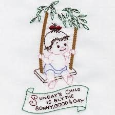 Monday's Child Aunt Martha's #3827 Vintage Embroidery Hot Iron Transfer Pattern