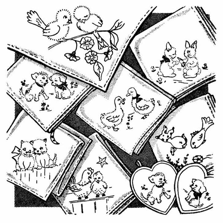 Love in Bloom, Animals Aunt Martha's #9773 Vintage Embroidery Hot Iron Transfer Pattern