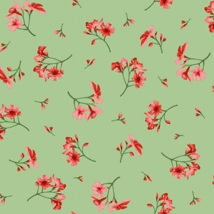 Prose Little Flowers in Green by Maywood Studio continuous cuts of Quilter's Cotton Fabric