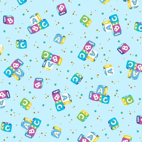 Lil' Buddies ABC Blocks by QT Fabrics continuous cuts of Quilter's Cotton Fabric