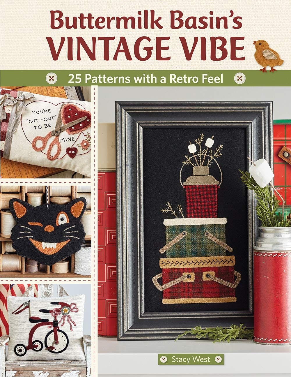 Buttermilk Basin's Vintage Vibe 80 page soft cover book with 25 full sized patterns with a retro feel by Stacy West