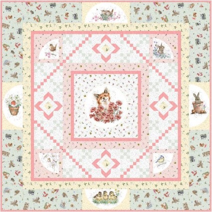 Bramble Patch Song of Spring Quilt Kit by Maywood Studio. Quilter's Cotton Fabric & Pattern to make this darling quilt top