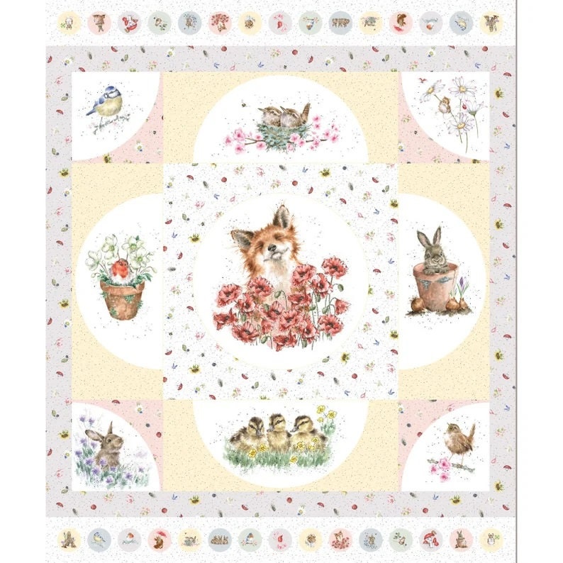 Bramble Patch Song of Spring Quilt Kit by Maywood Studio. Quilter's Cotton Fabric & Pattern to make this darling quilt top