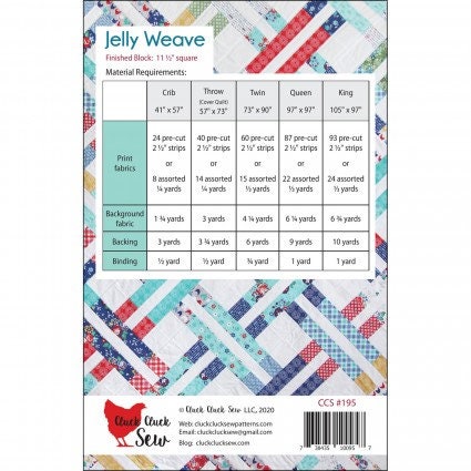 Jelly Weave Pattern by Allison Harris for Cluck Cluck Sew instructions for 5 different sized quilts perfect for precut jelly rolls