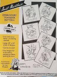 Love Birds Aunt Martha's #3971 Vintage Embroidery Hot Iron Transfer Pattern