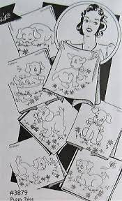 Puppy Tales Aunt Martha's #3879 Vintage Embroidery Hot Iron Transfer Pattern
