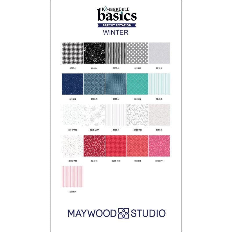 Kimberbell Basics Winter Collection Charm Pack by Maywood Studio 42 piece set of Quilter's Cotton 5 inch squares