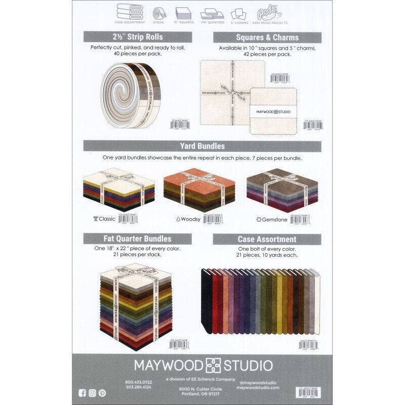 Color Wash Woolies Flannel Charm Pack by Maywood Studios 100% Cotton Flannel