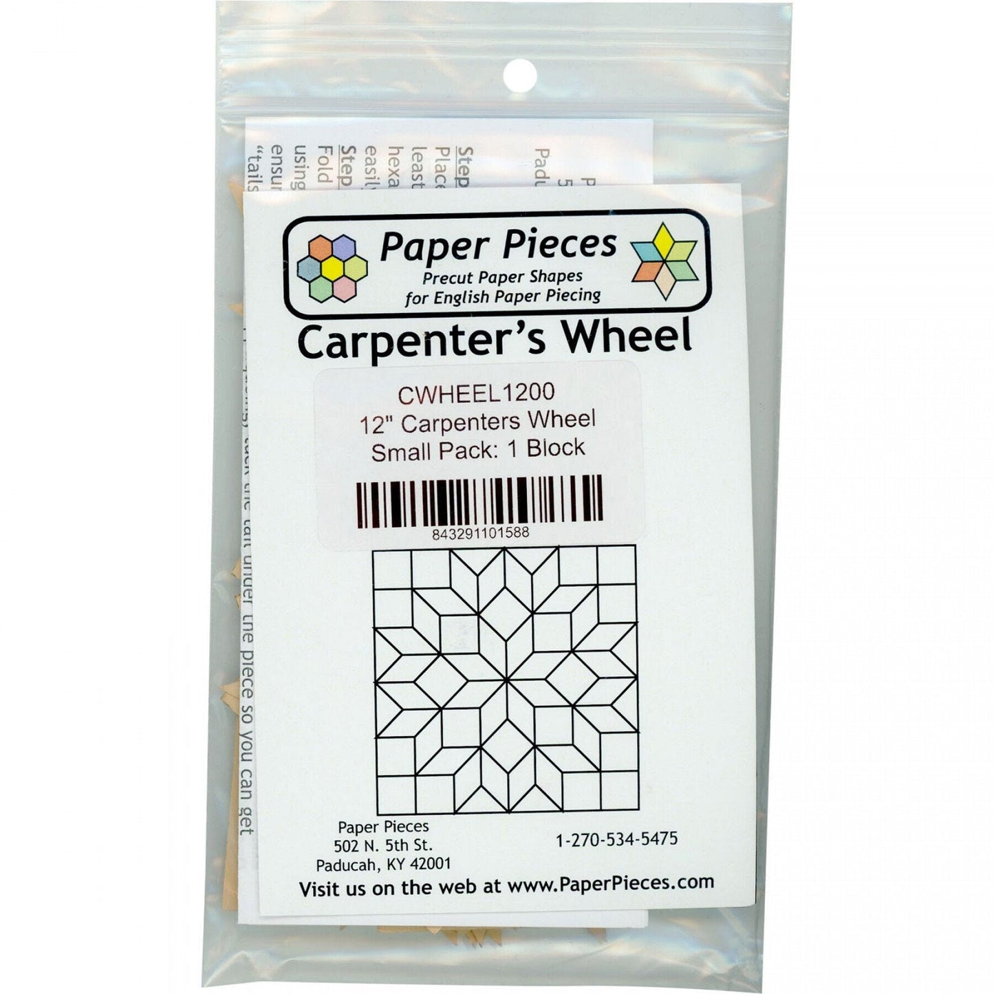English Paper Piecing Carpenter's Wheel Papers in pack from Paper Pieces to make a 12 inch block