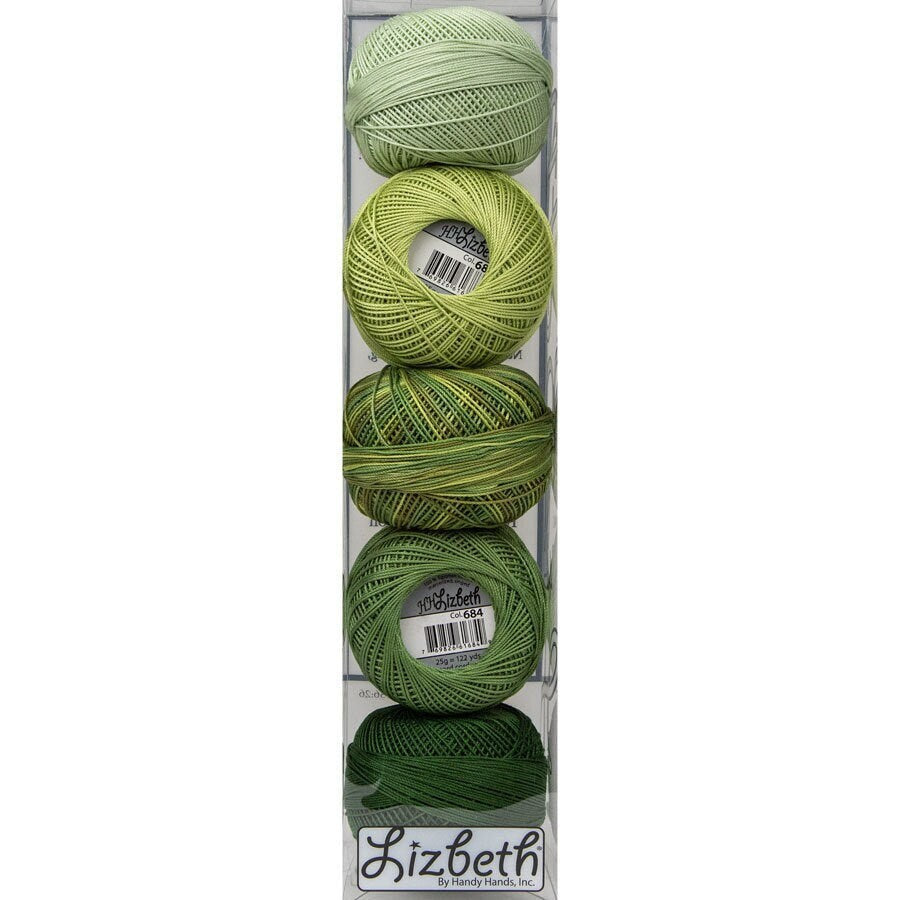 Grassy Meadow Specialty Pack of Lizbeth size 20. 5 balls 100% Egyptian Cotton Tatting Thread