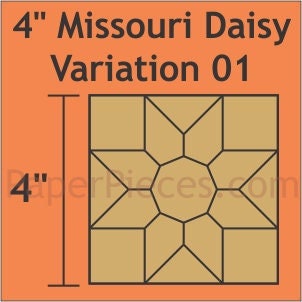 English Paper Piecing Missouri Daisy Variation 01 Papers in pack from Paper Pieces to complete eight 4 inch blocks