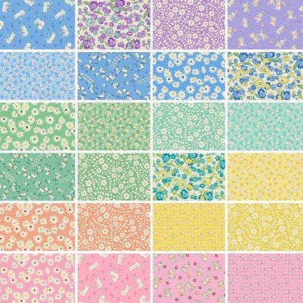 Nana Mae VI Medium Daisies in Blue by Henry Glass continuous cuts of Quilter's Cotton 30's print Fabric