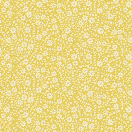 Nana Mae VI Monotone Floral in Yellow by Henry Glass continuous cuts of Quilter's Cotton 30's print Fabric