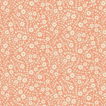 Nana Mae VI Monotone Floral in Peach by Henry Glass continuous cuts of Quilter's Cotton 30's print Fabric
