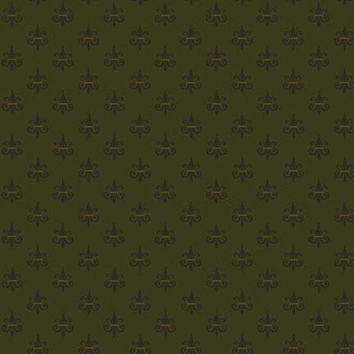Right As Rain Fleur De Lis in Green by Henry Glass continuous cuts of Quilter's Cotton Fabric