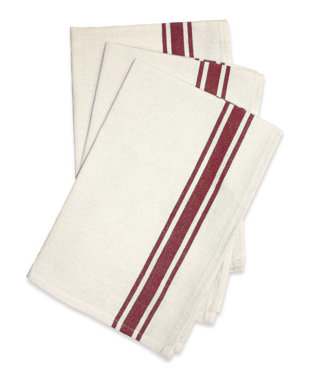 Retro Bold Twill Stripe Dish Towels 18 x 28 inches set of 3 Aunt Martha's 100% Cotton 130 thread count