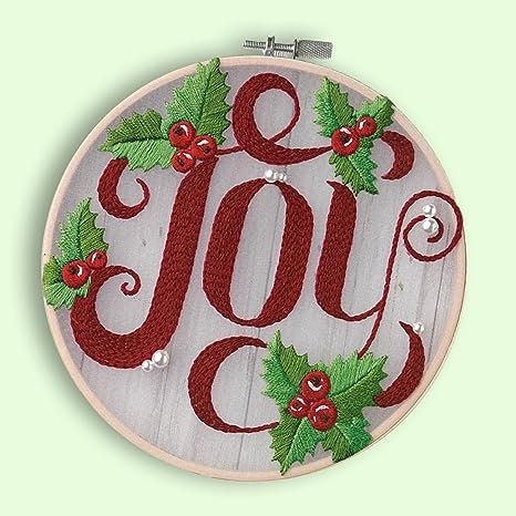 Joy Embroidery Kit on preprinted Organza by Liesure Arts finished size 6 inches