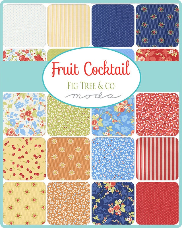 Fruit Cocktail by Fig Tree & Co. for Moda Fabrics. Quilter's Cotton Strip set 40 piece collection of 2.5 inch by 44 inch strips
