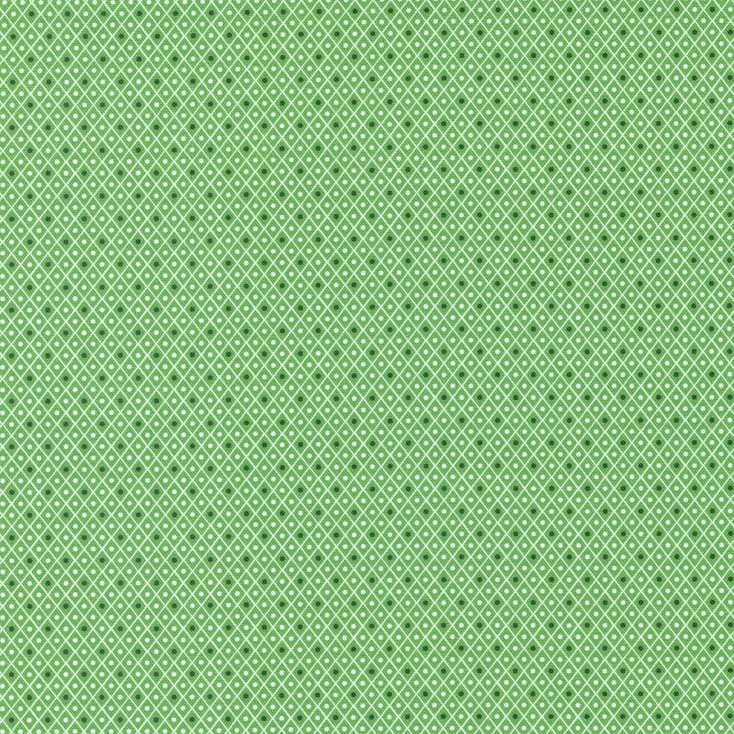 Sweet Melodies Trellis Checks & Plaids Dots in Green by Moda continuous cuts of Quilter's Cotton Fabric