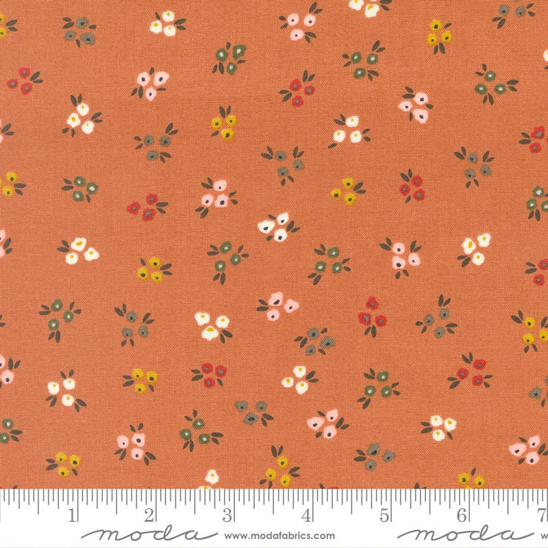 Dawn on the Prairie Sweet Ditsy in Pumpkin Pie by Moda continuous cuts of Quilter's Cotton Fabric