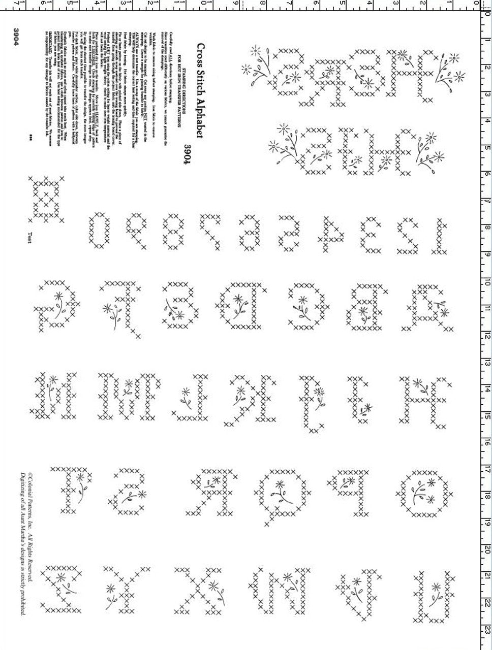 Cross Stitch Alphabet Aunt Martha's #3904 Vintage Embroidery Hot Iron Transfer Pattern