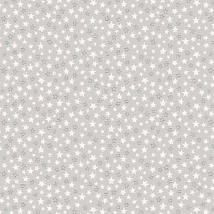 Special Delivery Stars in Grey by Lewis & Irene. Continuous Cuts of Quilter's Cotton Fabric