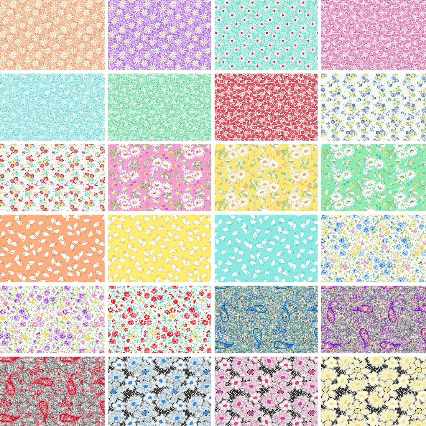 Nana Mae 7 Monotone Daisies in Lilac by Henry Glass. Continuous Cuts of Quilter's Cotton