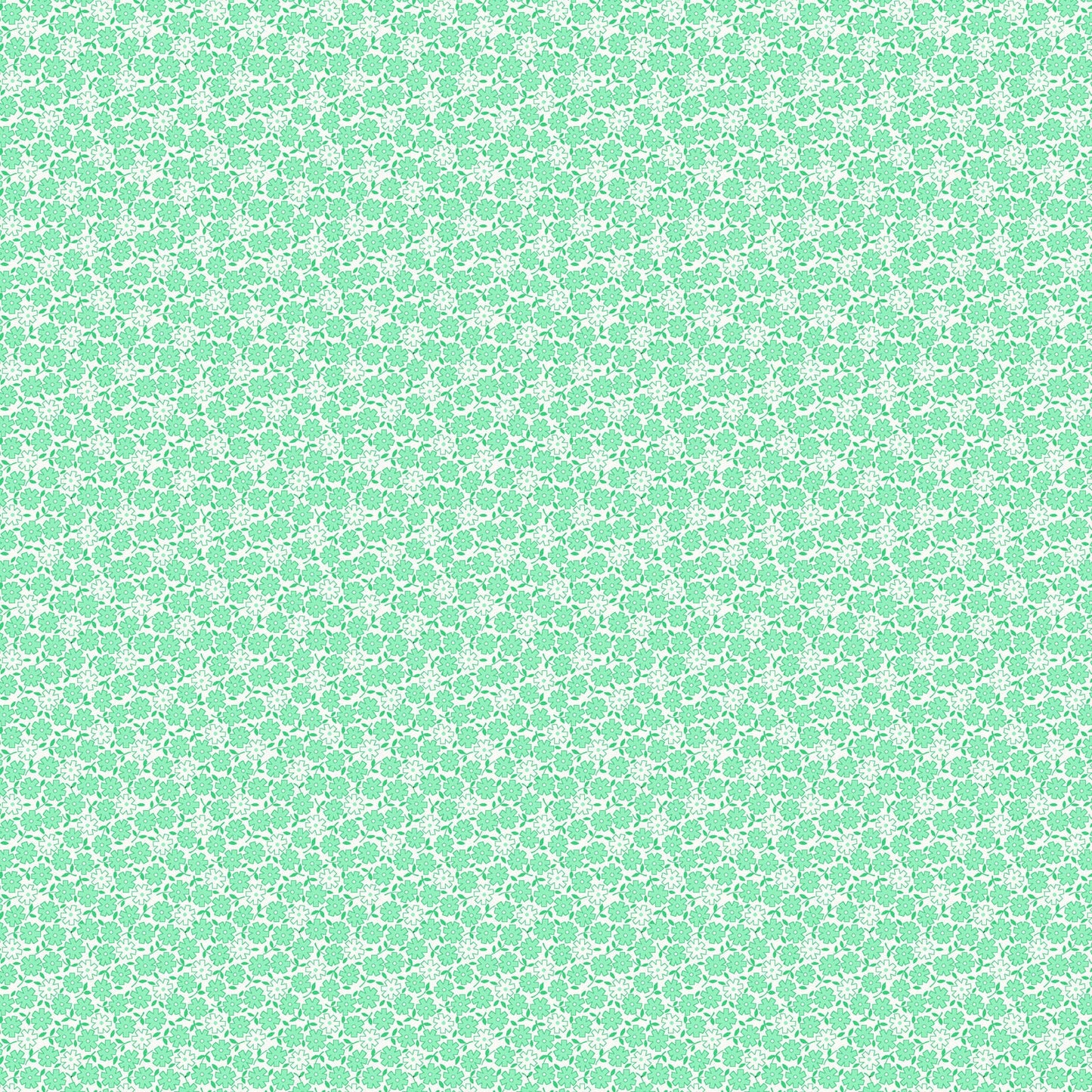 Nana Mae 7 Small Flowers in Green by Henry Glass. Continuous Cuts of Quilter's Cotton