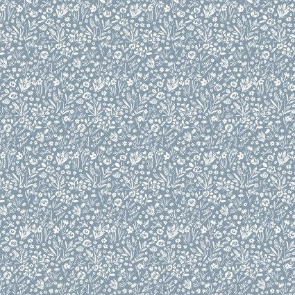 Cottage Farmhouse Fusion Small Monotone Floral in blue by Maureen Fiorellini for Studio E Fabrics continuous cuts of Quilter's Cotton Fabric
