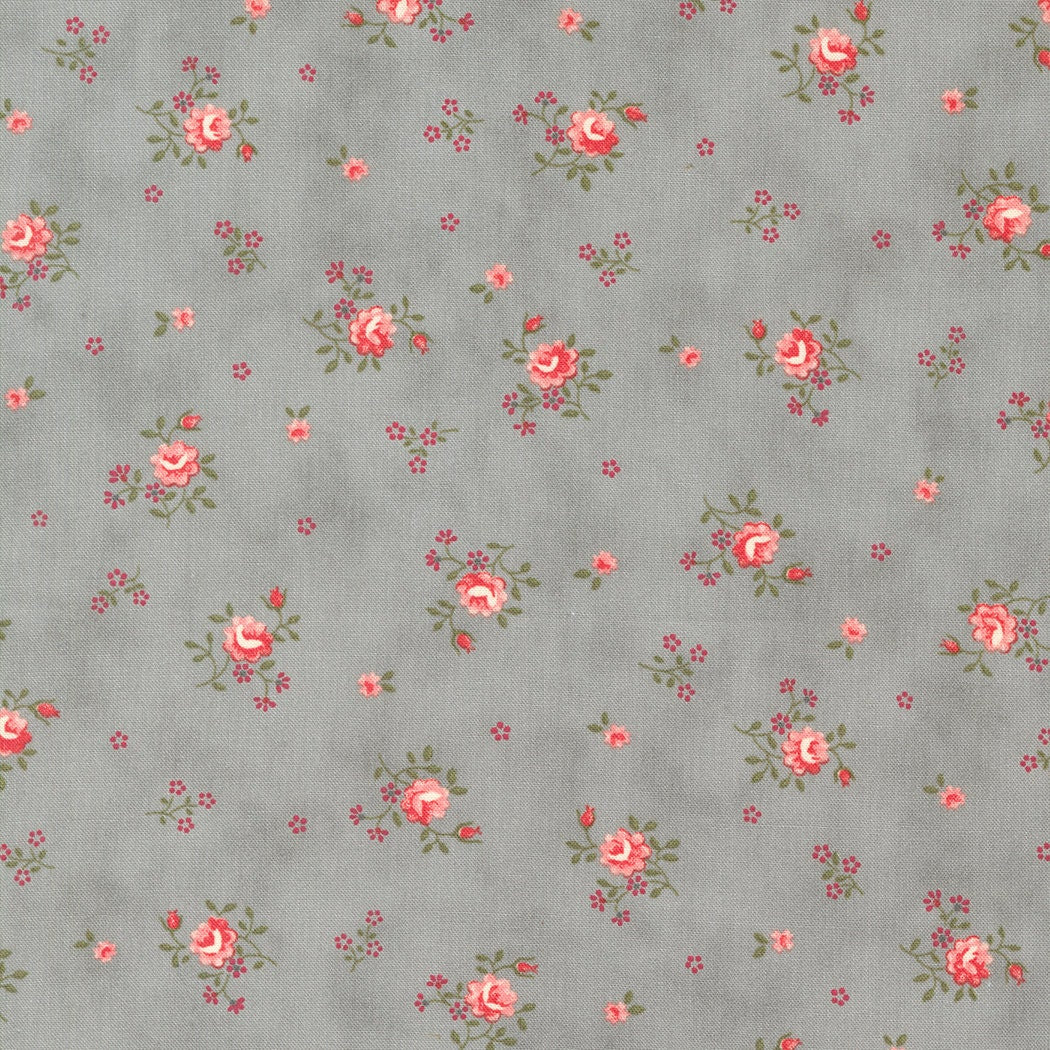 Peaceful Posies in Slate. Moda Etchings Collection Benefiting Parkinson's Foundation. Small Floral Ditsy Continuous cuts of Quilter's Cotton